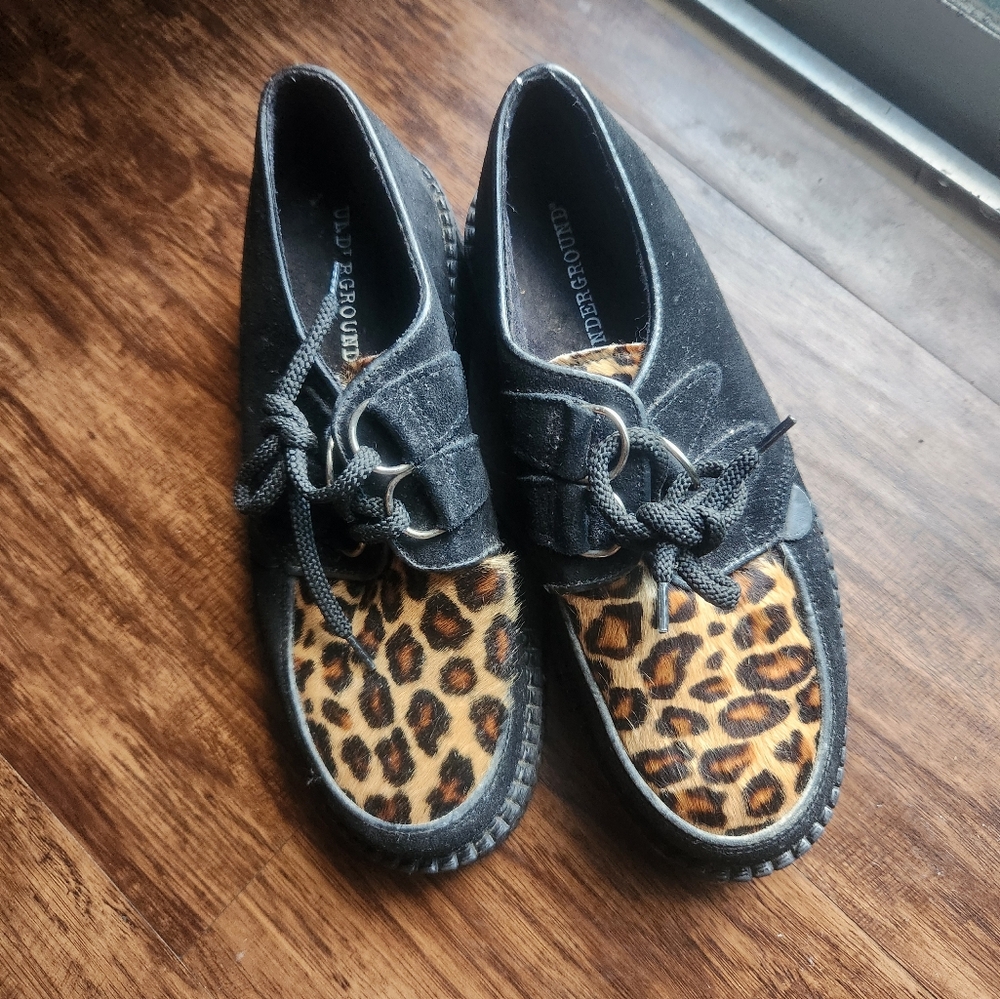 Leopard Print creepers from UK brand  Underground. UK size 5/US size 7 women's.